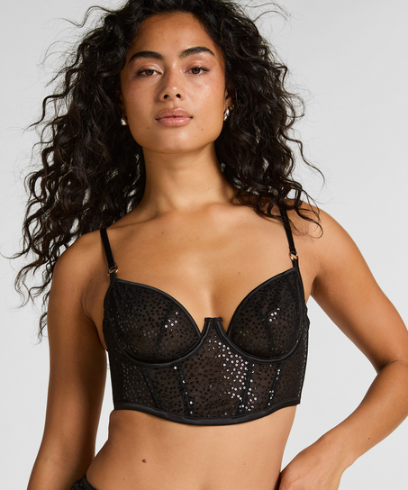Soutien-gorge à armatures non-rembourré longline Elle, Noir