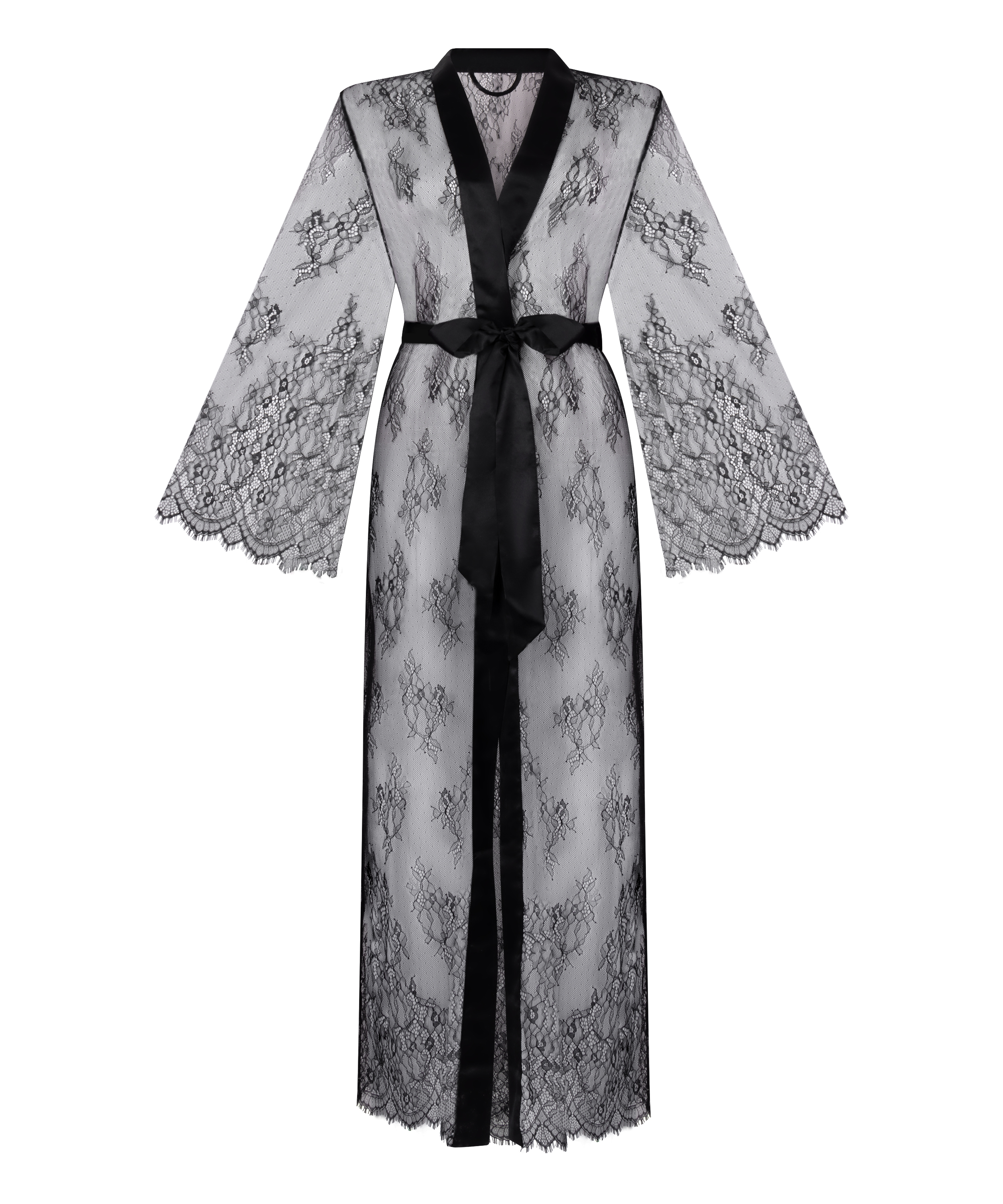 Long Kimono Allover Lace, Noir, main