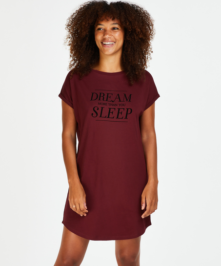 Chemise de nuit col rond, Rouge