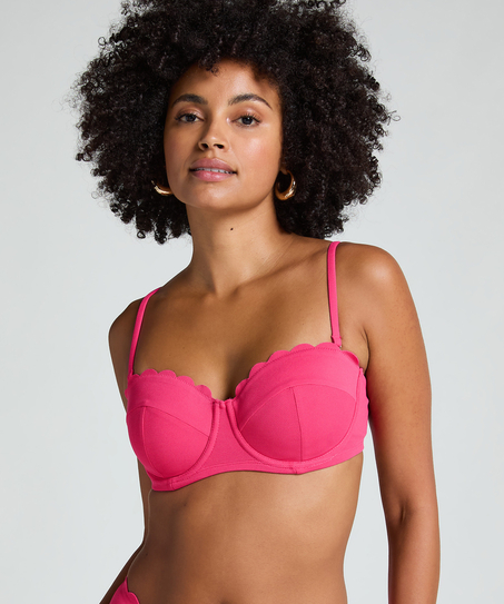 Haut de bikini sans bretelles préformé à armatures Scallop Taille E +, Rose