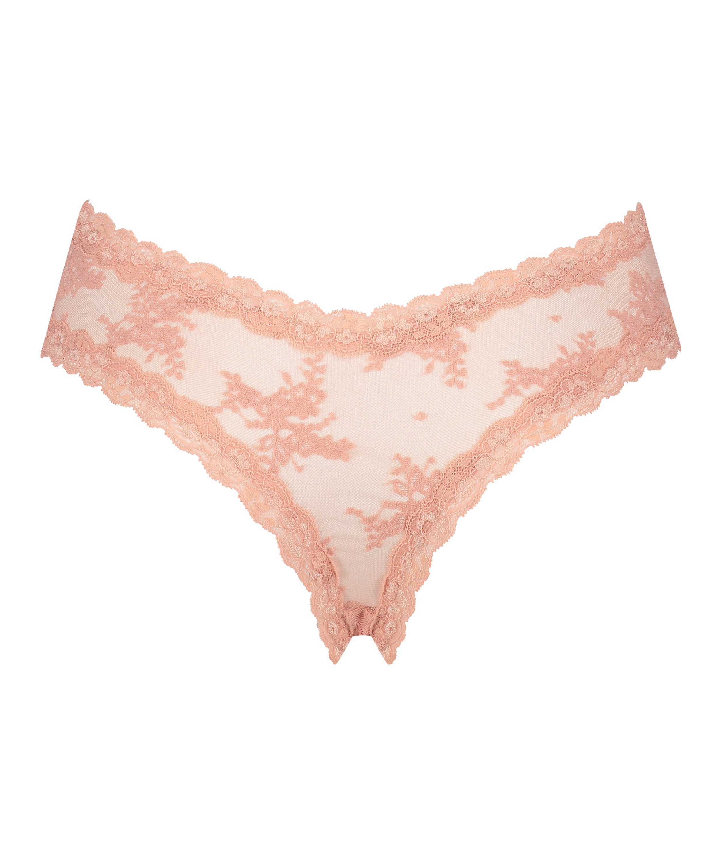 Slip br&eacute;silien V-shape mesh, Rose, main