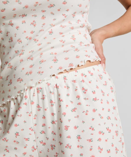 Short de pyjama c&ocirc;tel&eacute;, Blanc