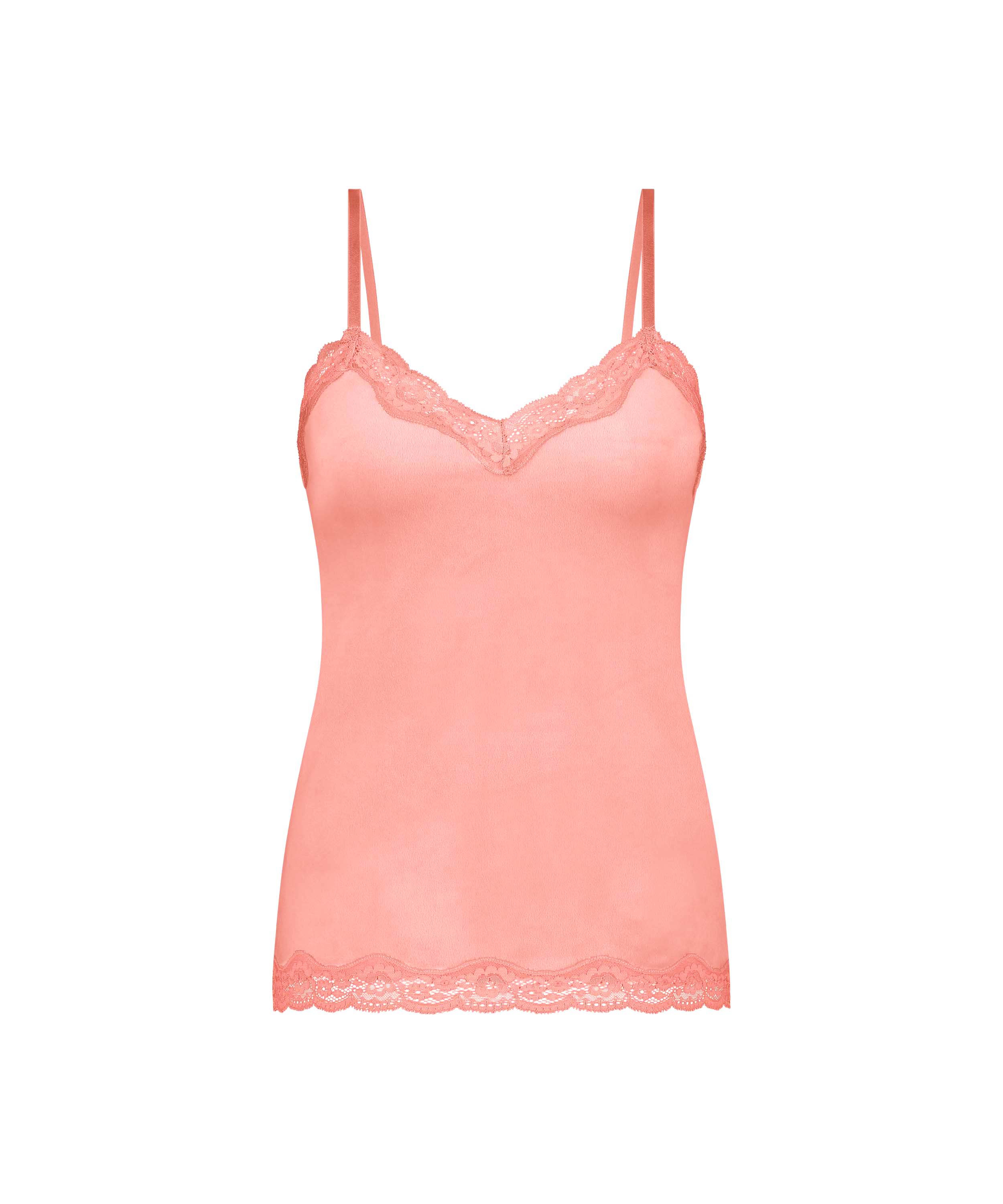 Camisole velours Dentelle, Rose, main