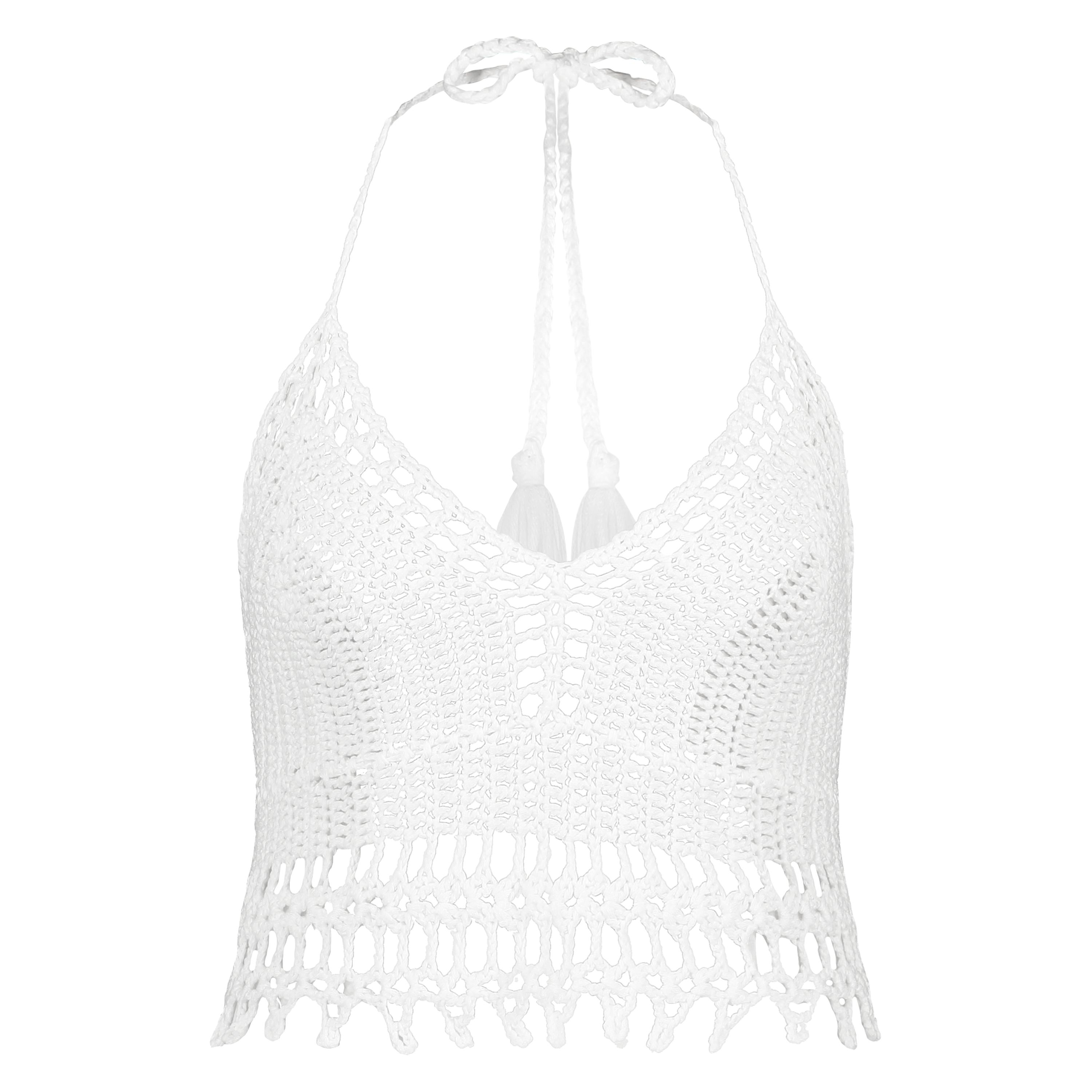 Croptop Crochet, Blanc, main
