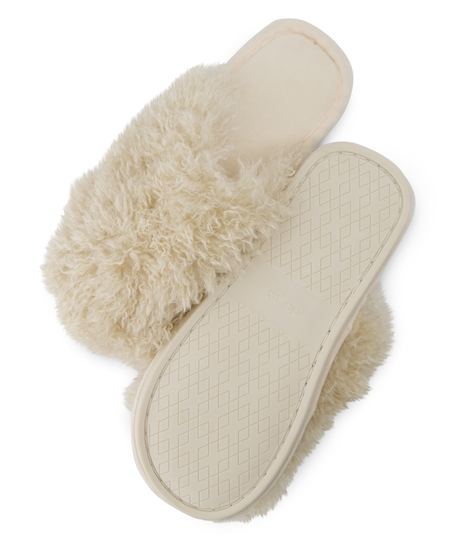 Chaussons Fake Fur, Beige
