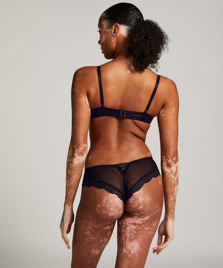Slip brésilien Embroidered Mesh, Noir