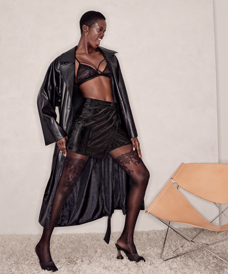 Collants 20 Deniers Floral, Noir