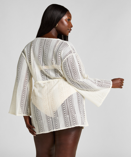 Caftan de plage en crochet, Blanc