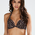 Haut de bikini à armatures à effet push-up préformé Leopard, Beige