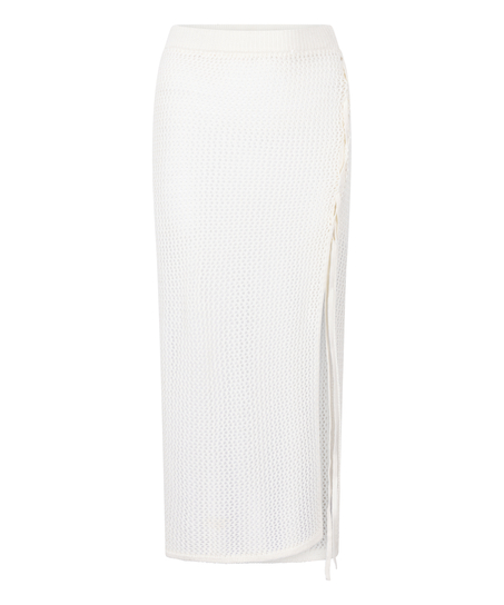 Jupe midi en crochet, Blanc