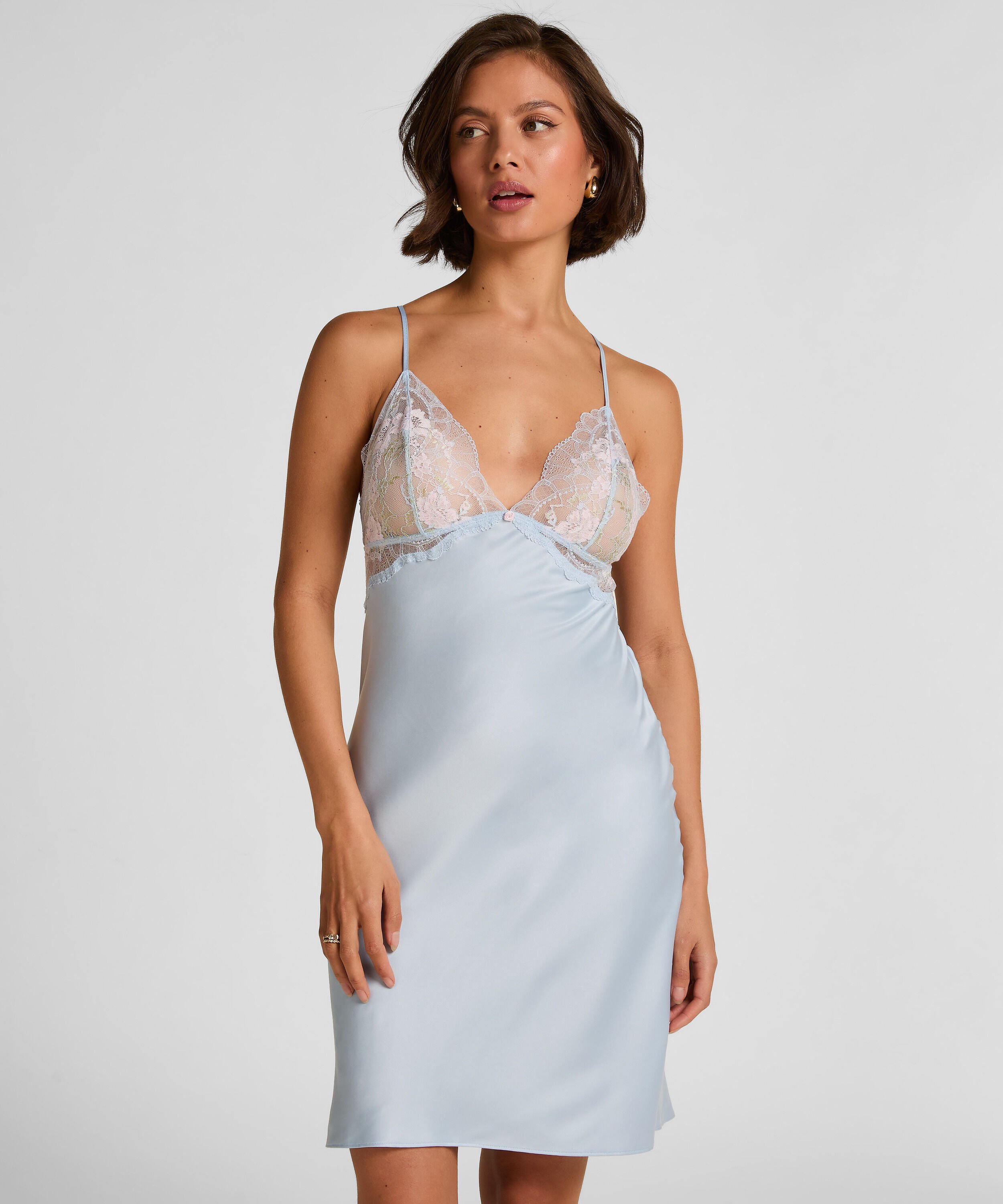 Nuisette Satinée Miri, Bleu