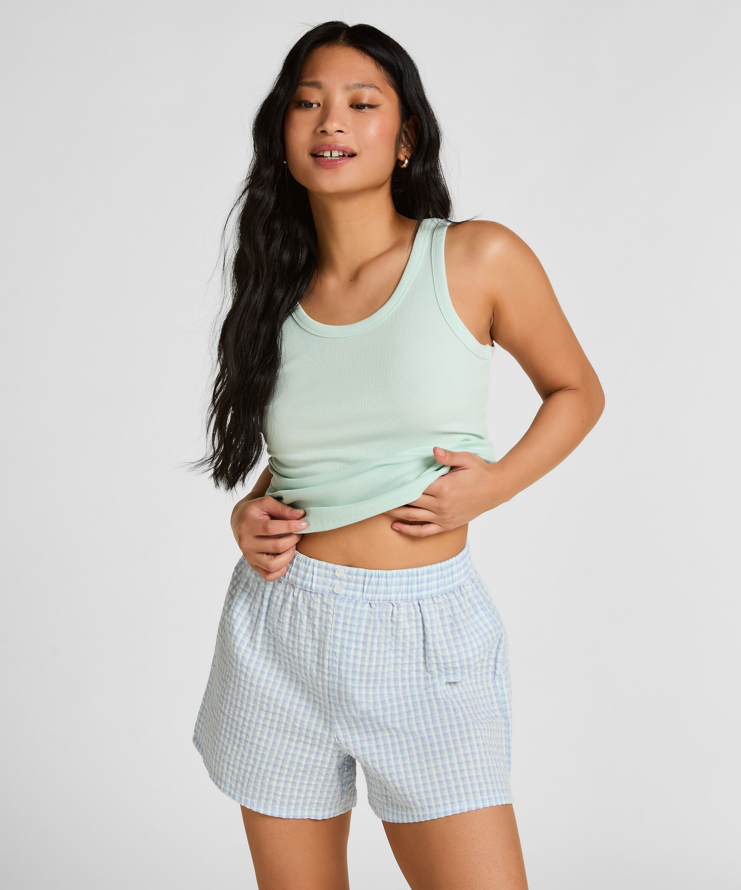 Short de Pyjama Seersucker, Bleu Short de Pyjama Seersucker, Bleu