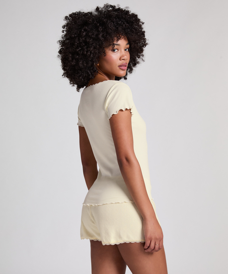 Top en jersey côtelé, Jaune