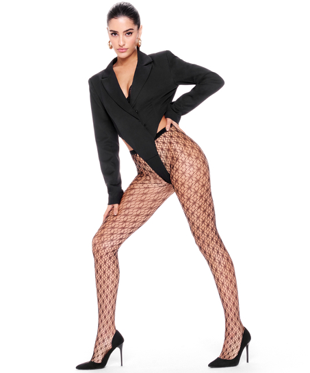 Collants Fishnet Graphic, Noir