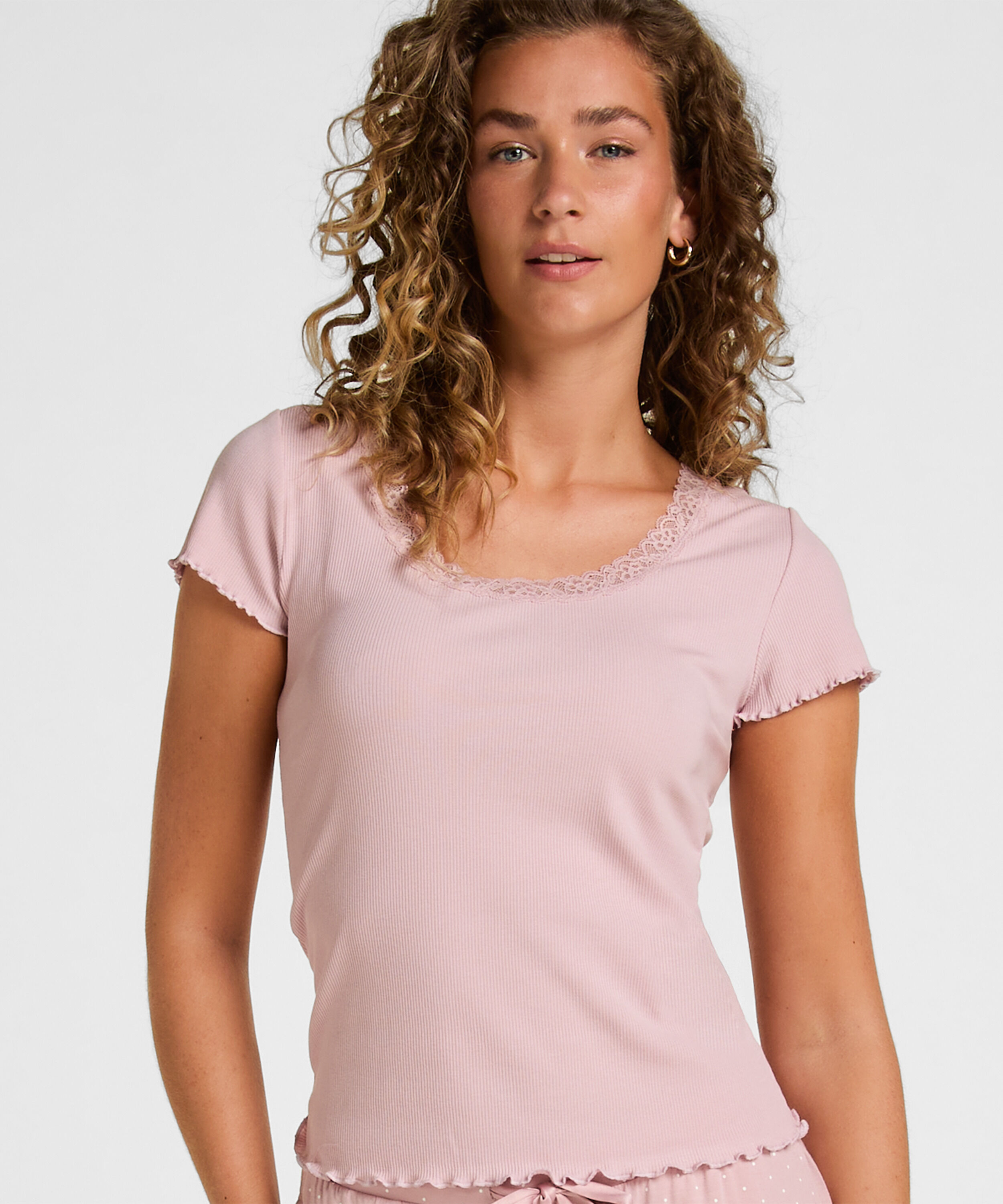 Haut de Pyjama Jersey Côtelé, Rose Haut de Pyjama Jersey Côtelé, Rose