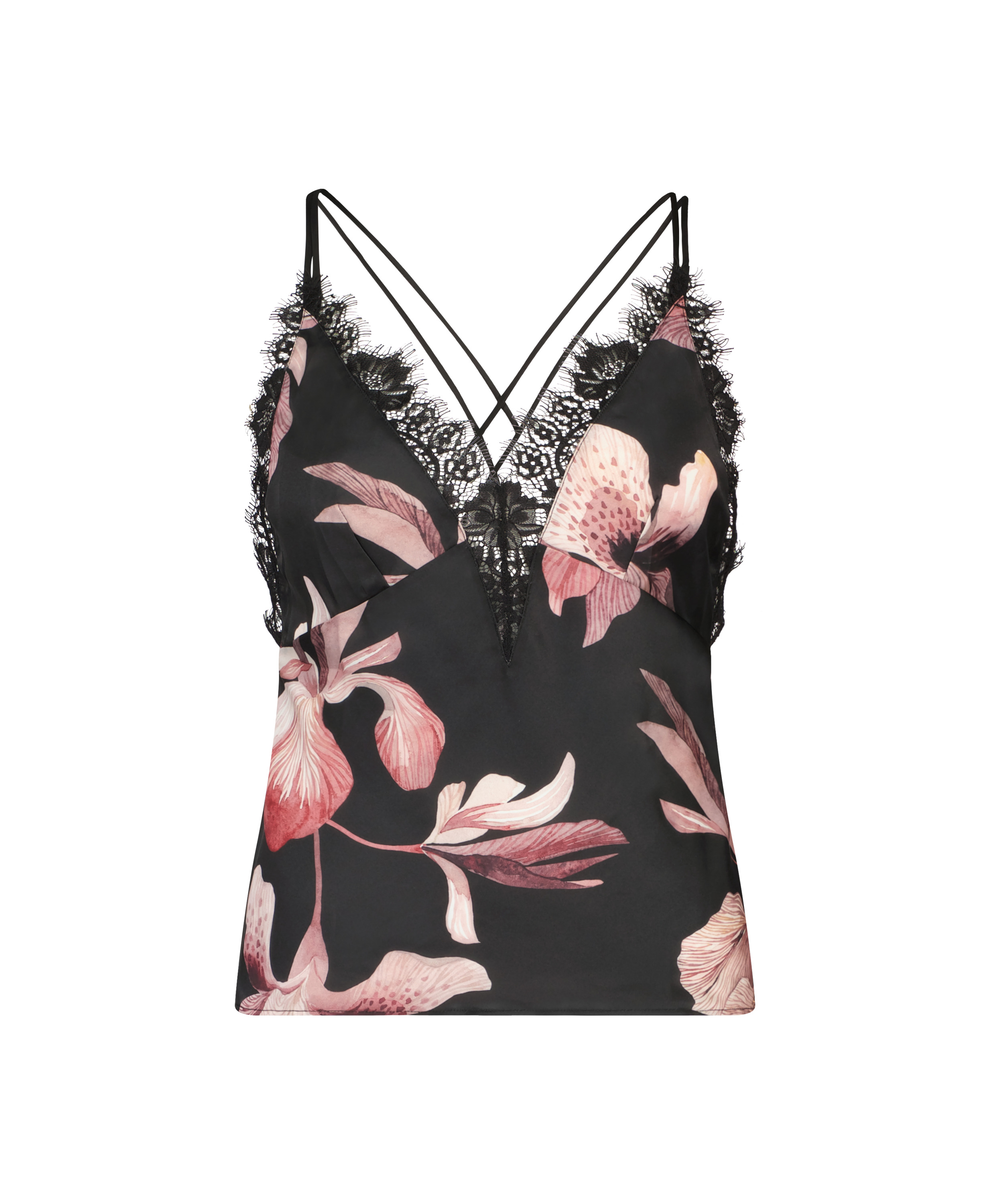 Cami en dentelle, Noir, main