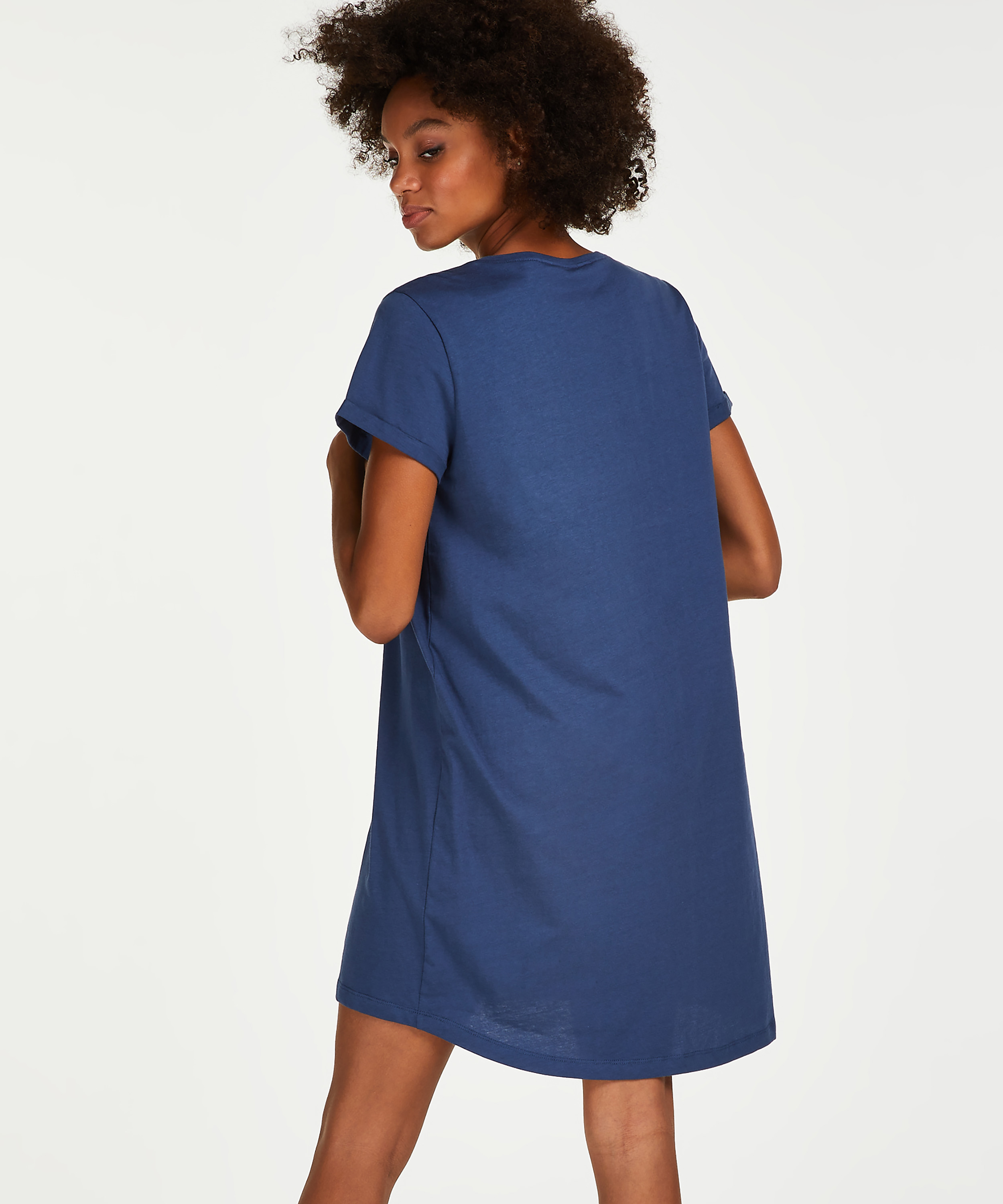 Chemise de nuit à encolure arrondie, Bleu, main