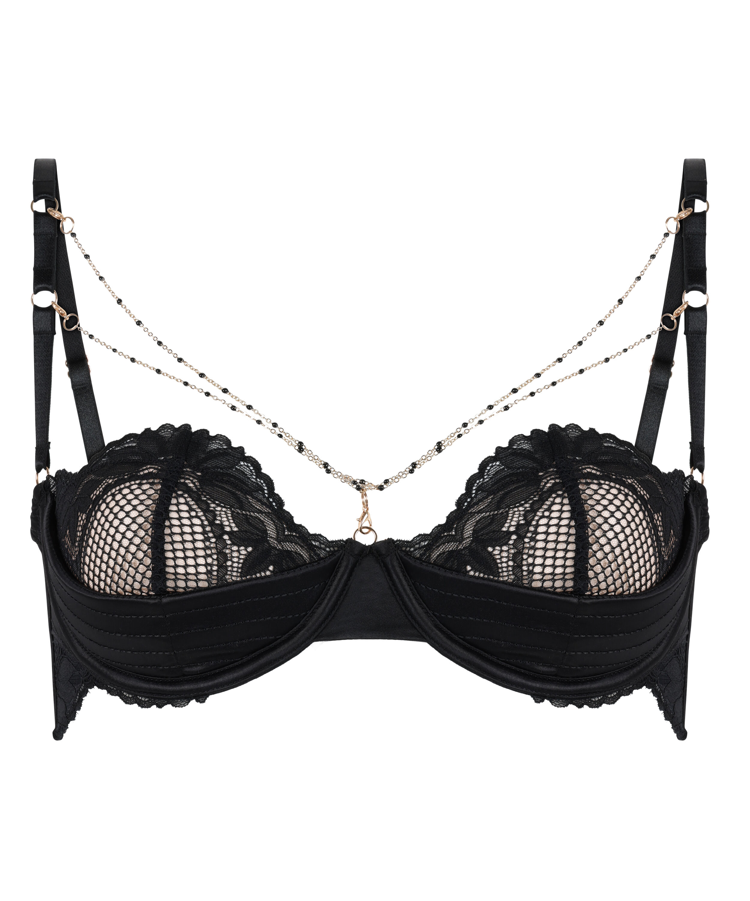 Soutien-gorge rembourr&eacute; demi-bonnet &agrave; armatures pr&eacute;form&eacute; Belladonna, Noir