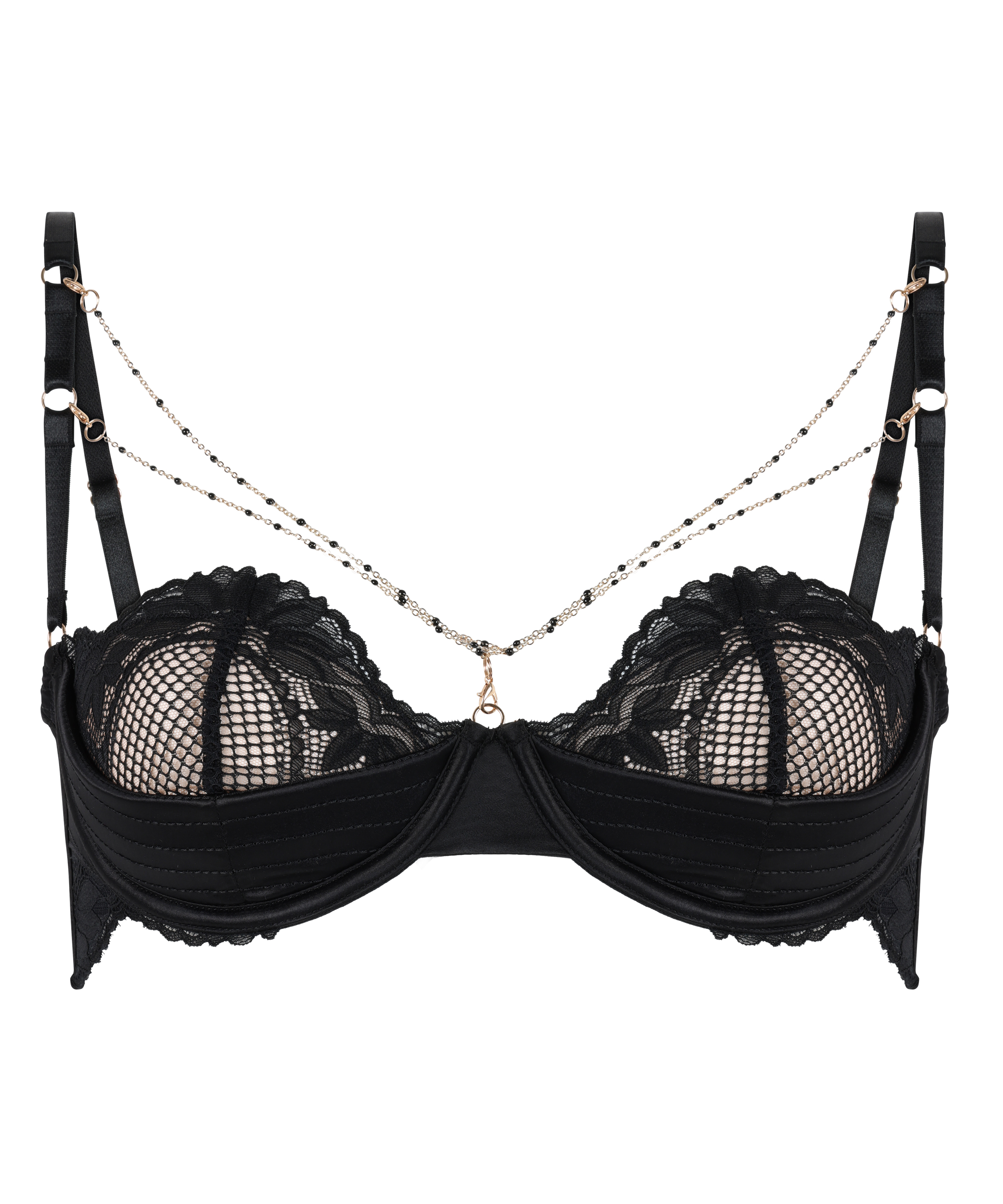 Soutien-gorge rembourré demi-bonnet à armatures préformé Belladonna, Noir, main