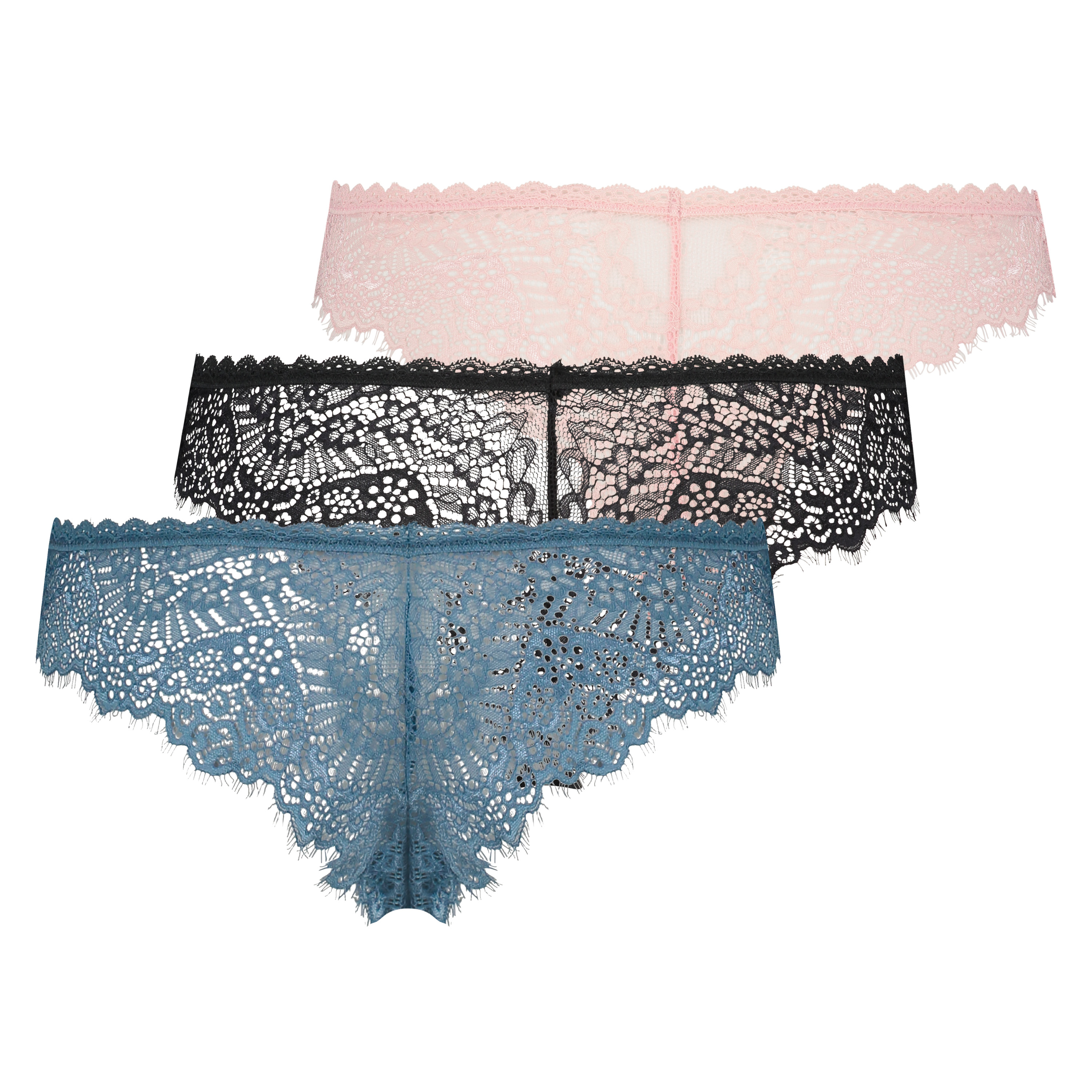 3-Pack Brazilians lace, Noir, main