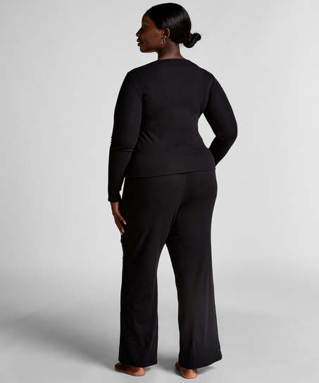 Haut de pyjama Henley, Noir