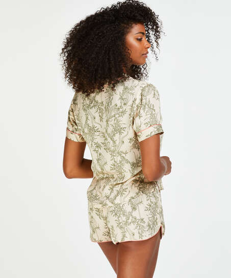Pyjama short tiss&eacute;, Beige