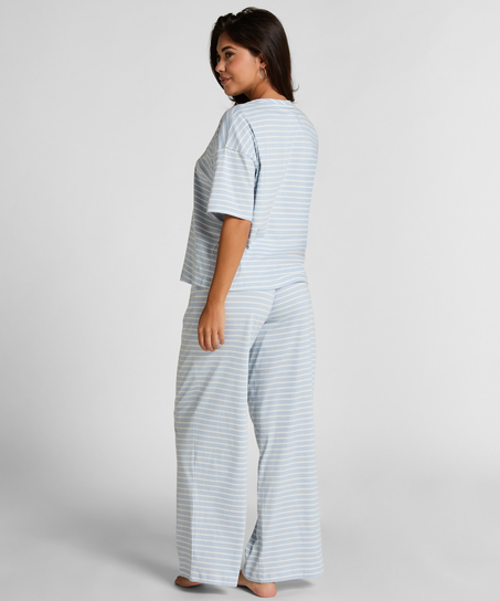 Pyjama Set Cotton Jersey Long, Bleu