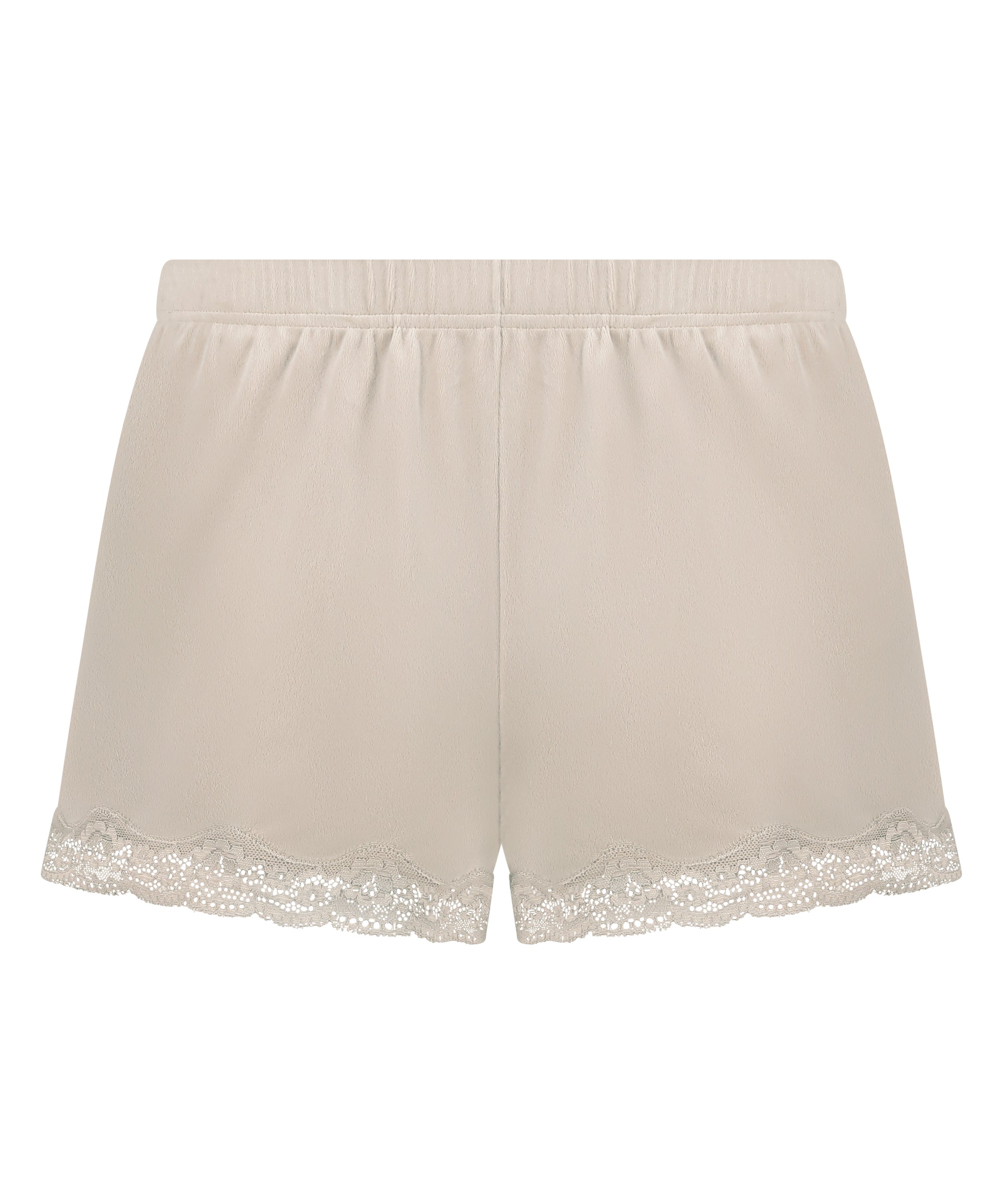 Short en velours &agrave; dentelle, Beige, main