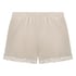 Short en velours &agrave; dentelle, Beige