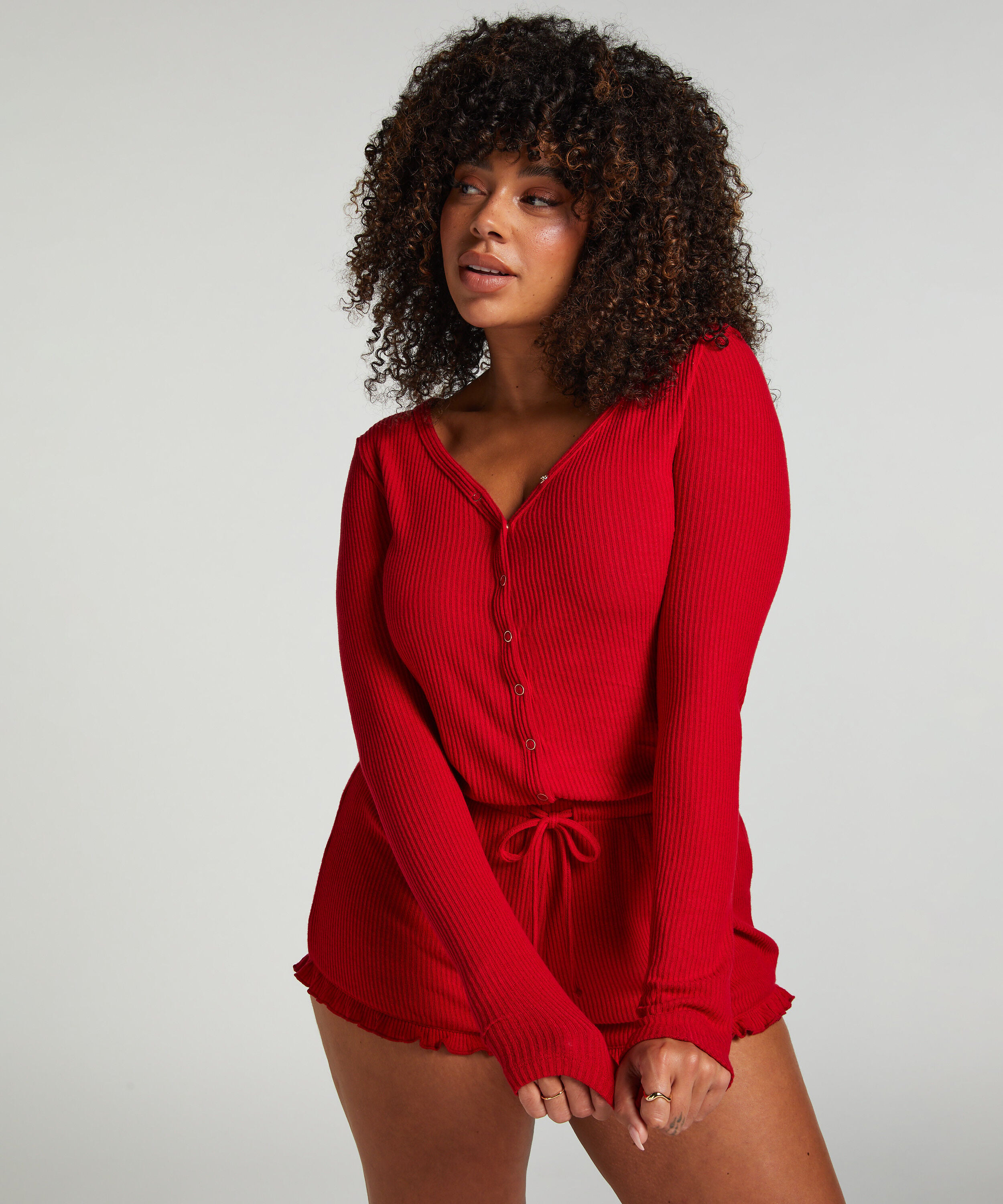 Grenouillère courte brossée, Rouge Grenouillère courte brossée, Rouge