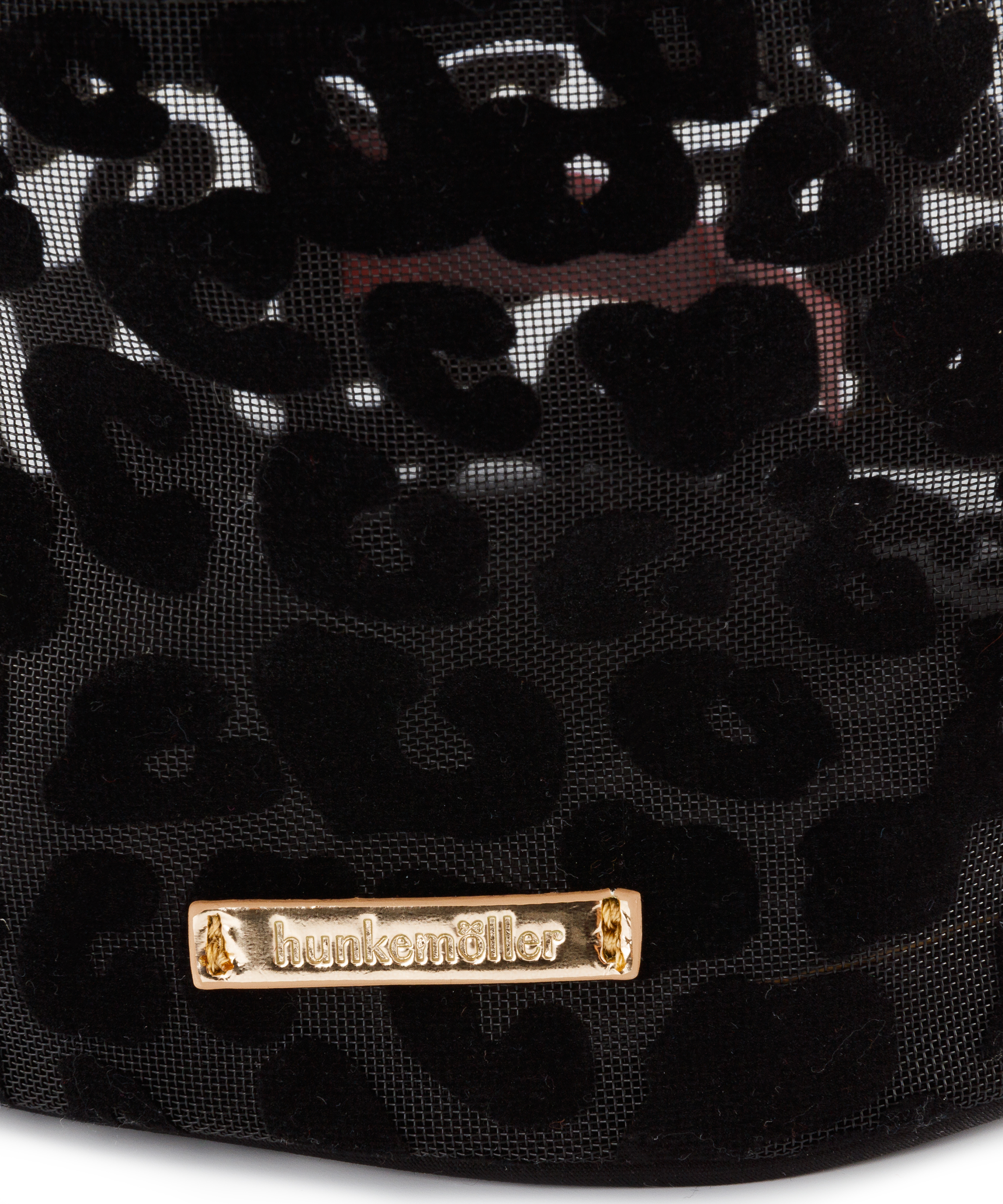 Trousse de maquillage mesh Leopard grand mod&egrave;le, Noir, main