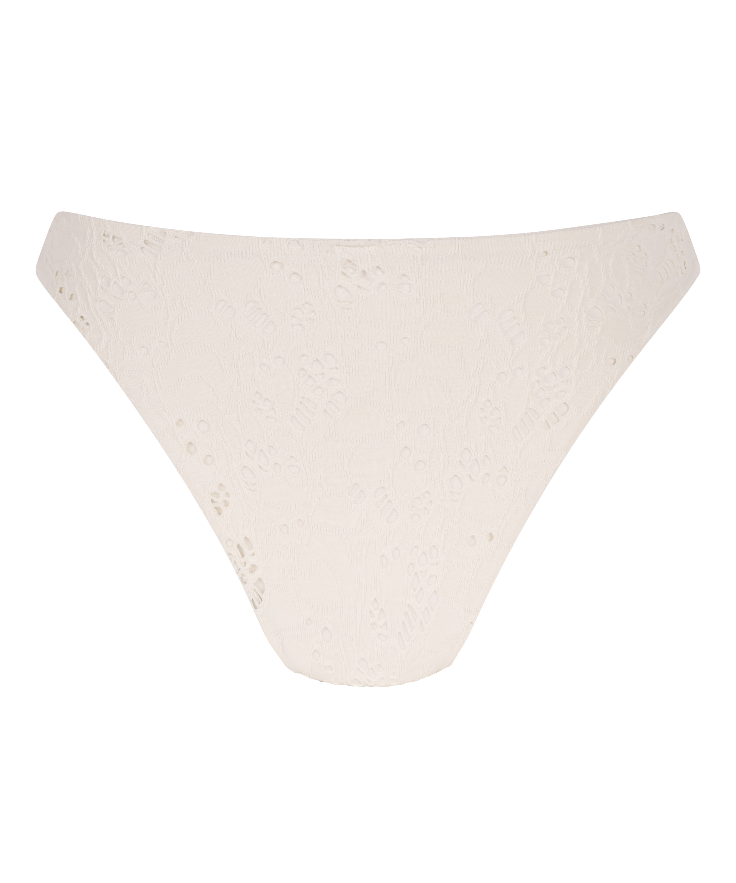 Bas de bikini échancré en crochet, Blanc, main