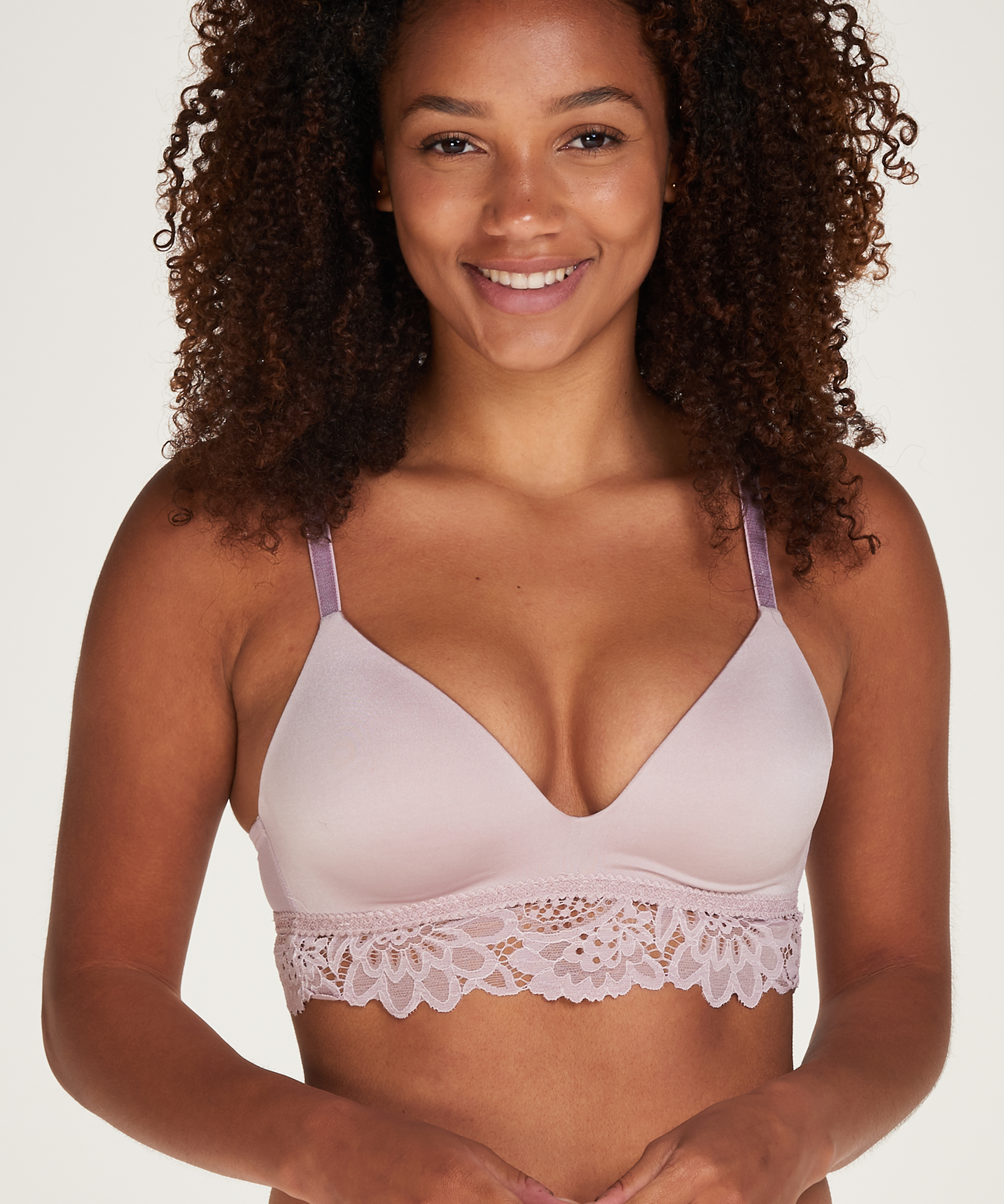 Soutien-gorge push-up préformé sans armatures Evey, Violet, main