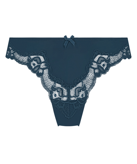 Slip brésilien Lace & Shine, Bleu