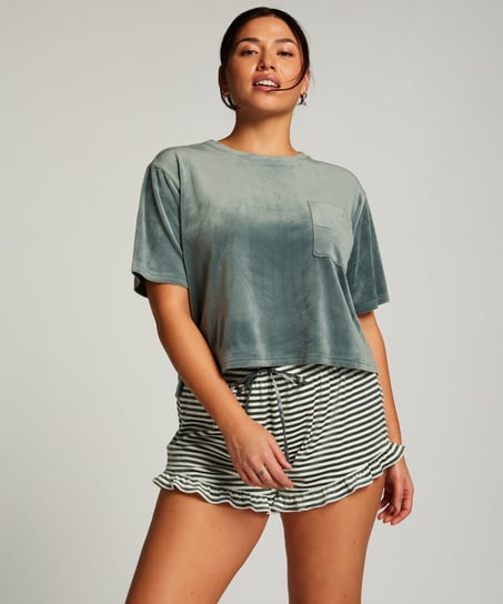 Top Velours Pocket, Vert