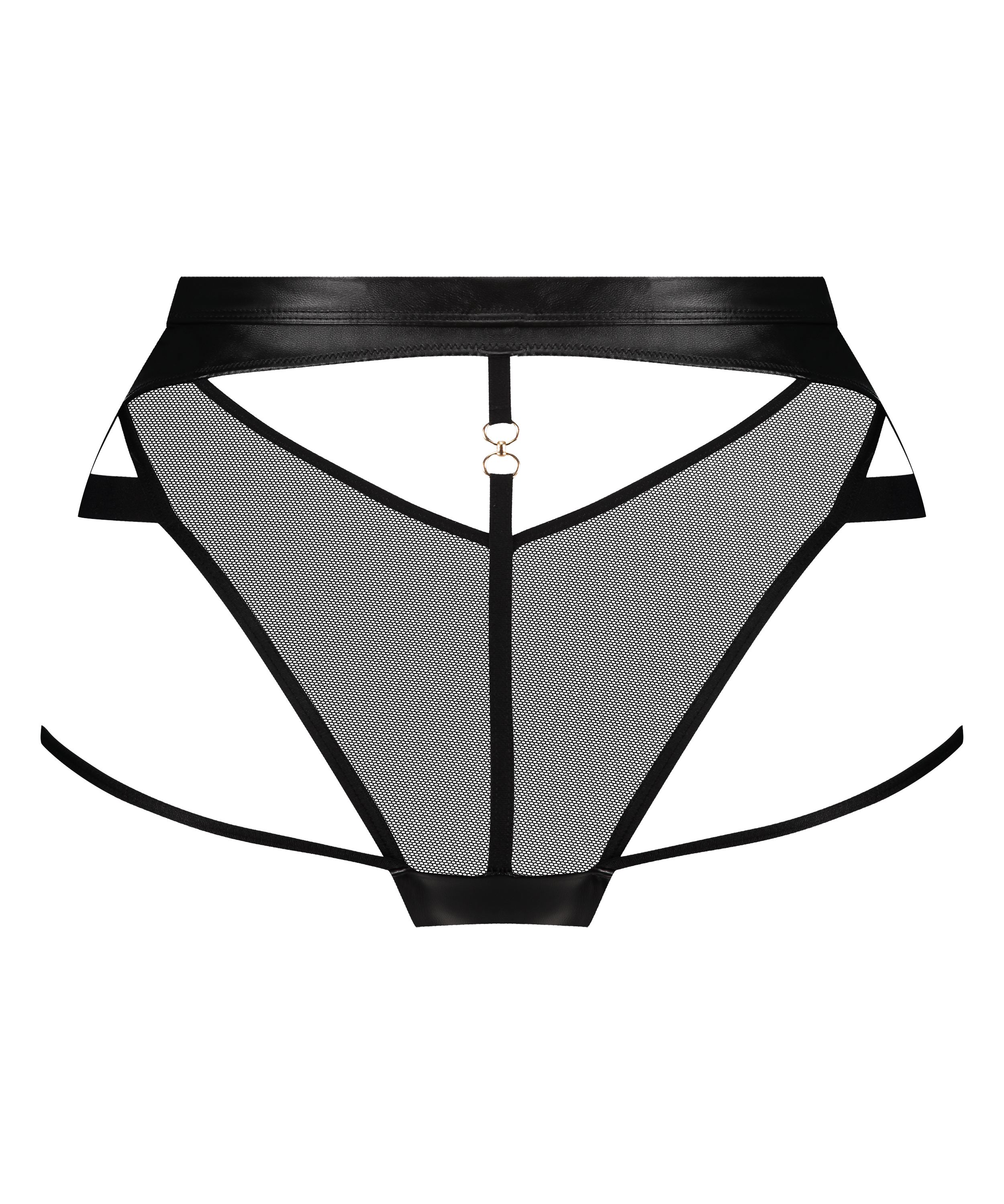 Slip brésilien jambe haute Faye, Noir, main