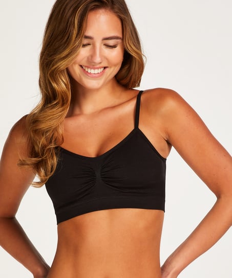 Top à fines bretelles sans coutures, Noir