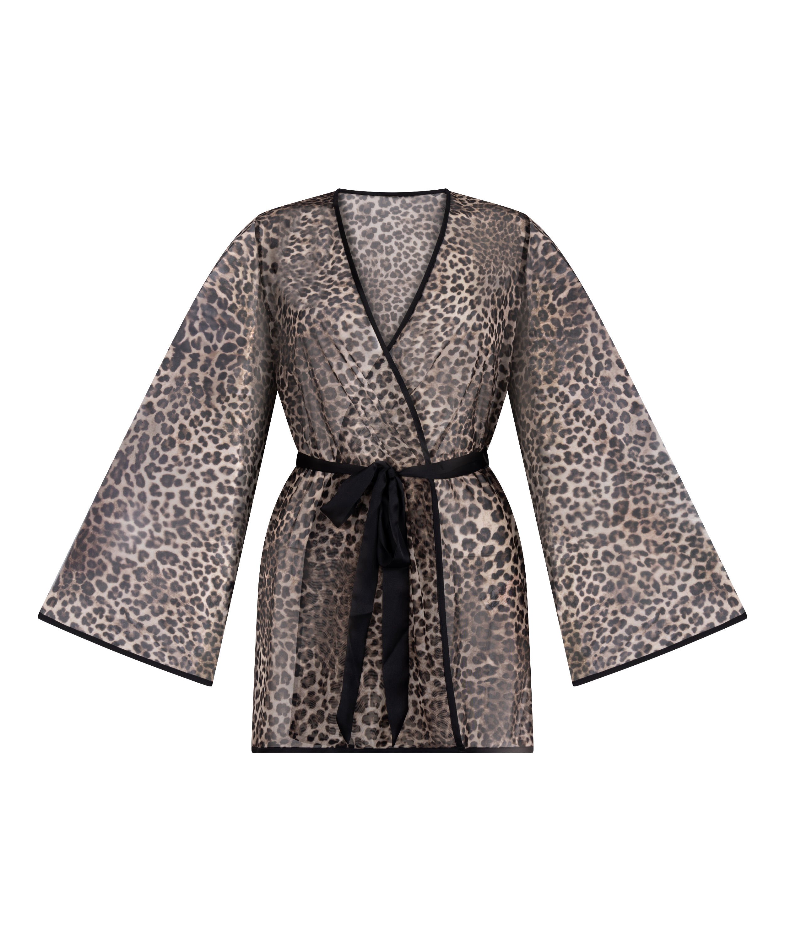 Kimono en maille léopard, Noir