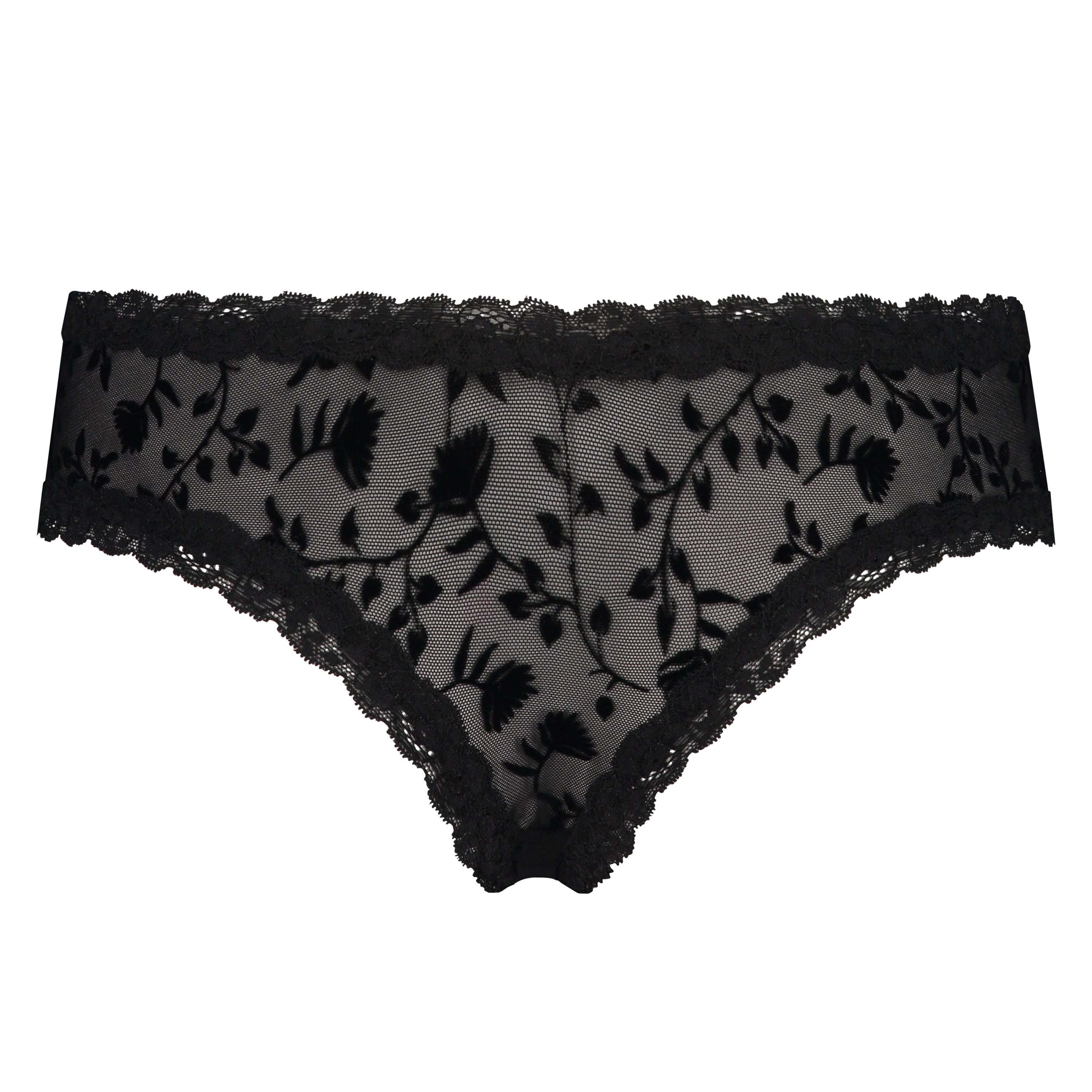 Slip brésilien en forme de V en maille, Noir, main