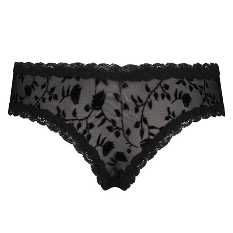 Slip brésilien en forme de V en maille, Noir