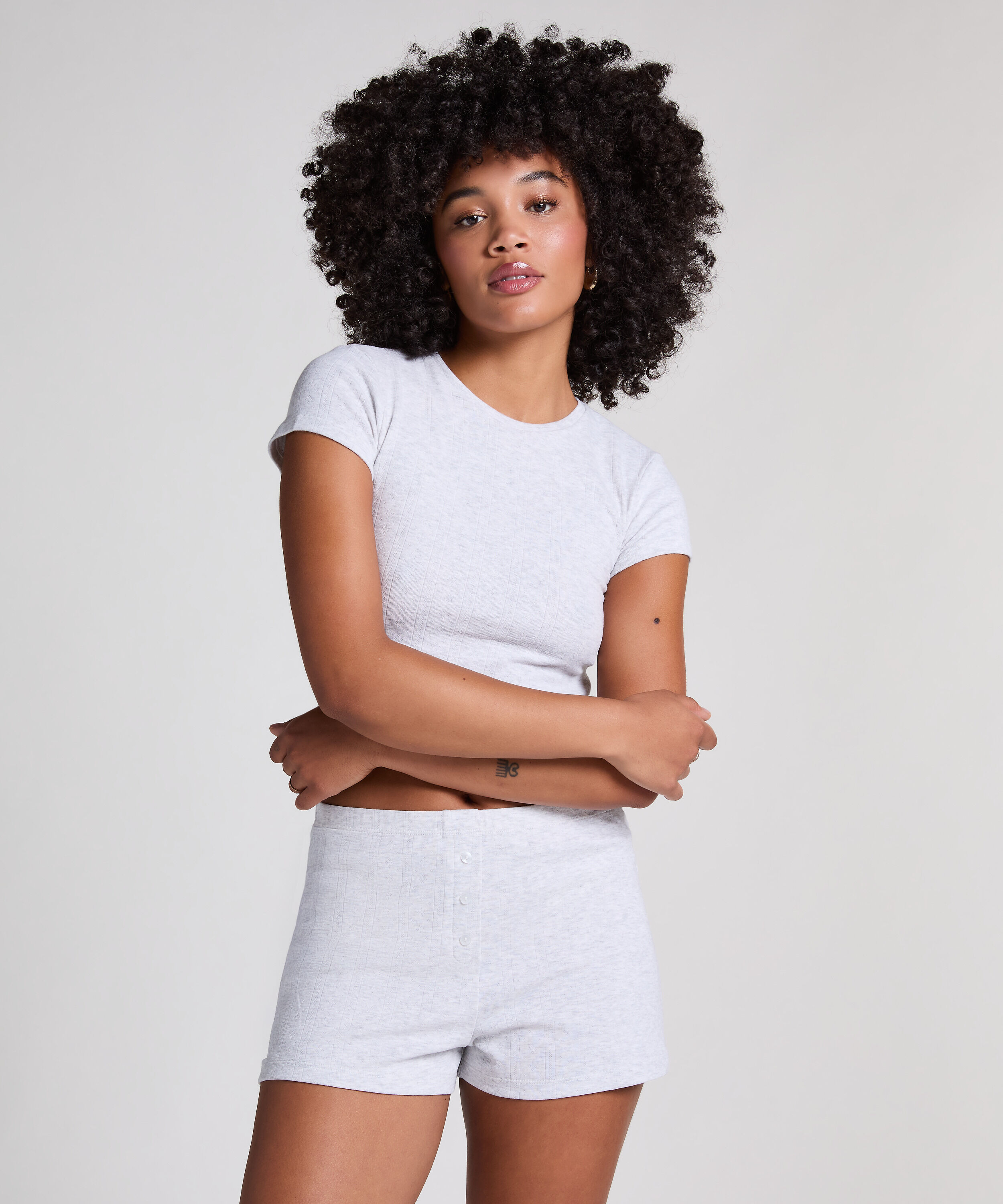 Short Pointelle, Gris