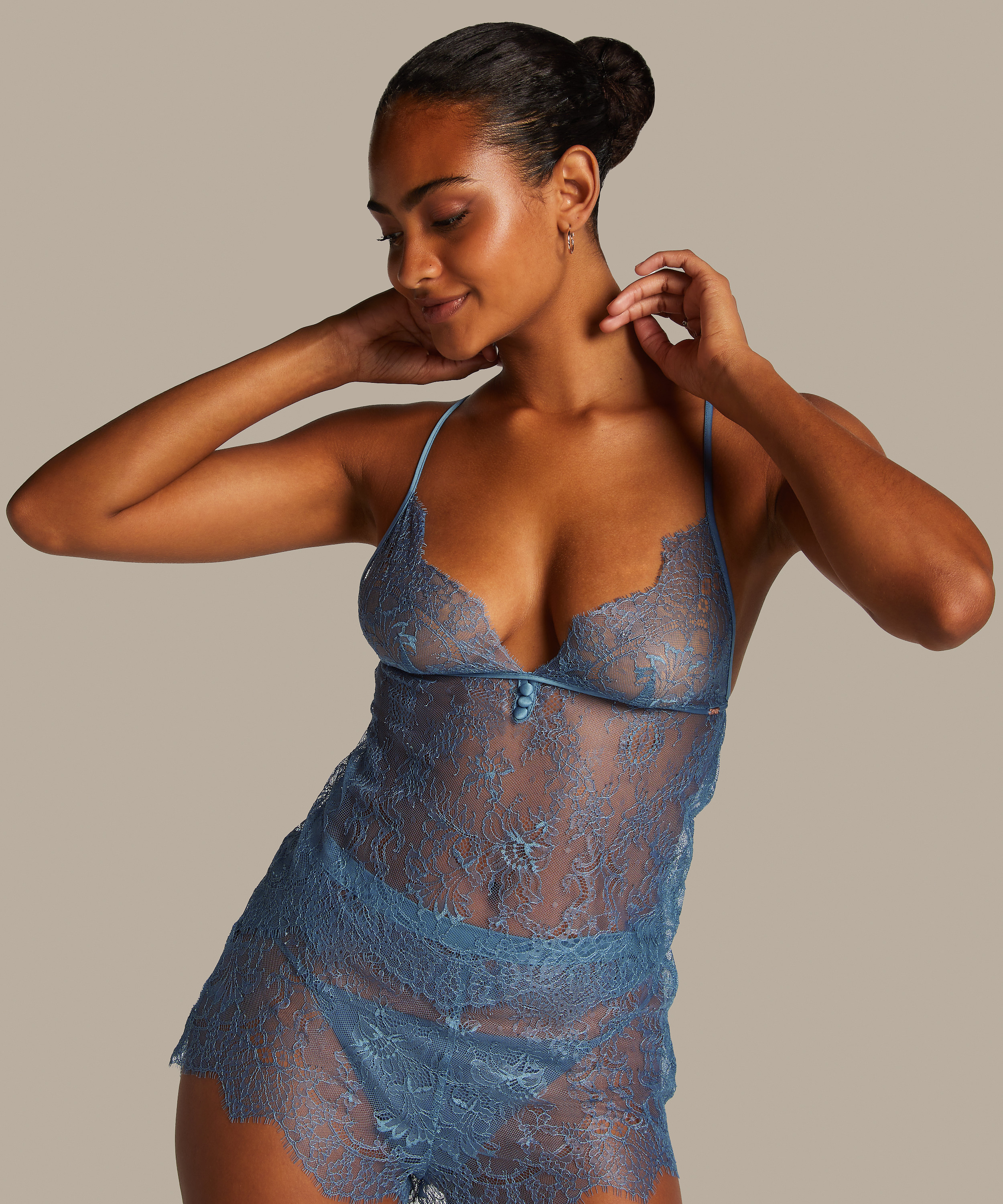 Camisole Lace Delphine, Bleu, main