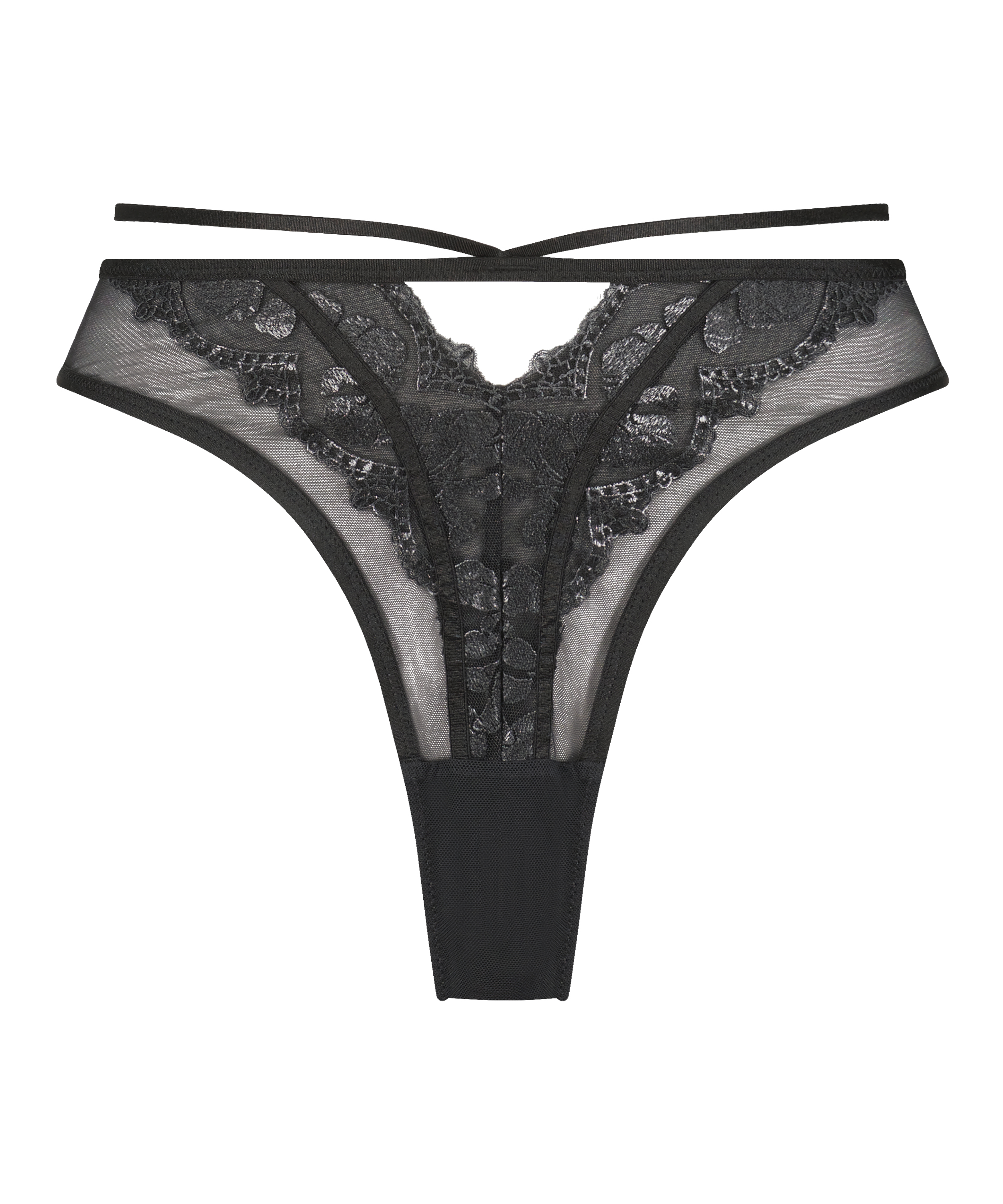 Slip brésilien taille haute Mila, Noir, main