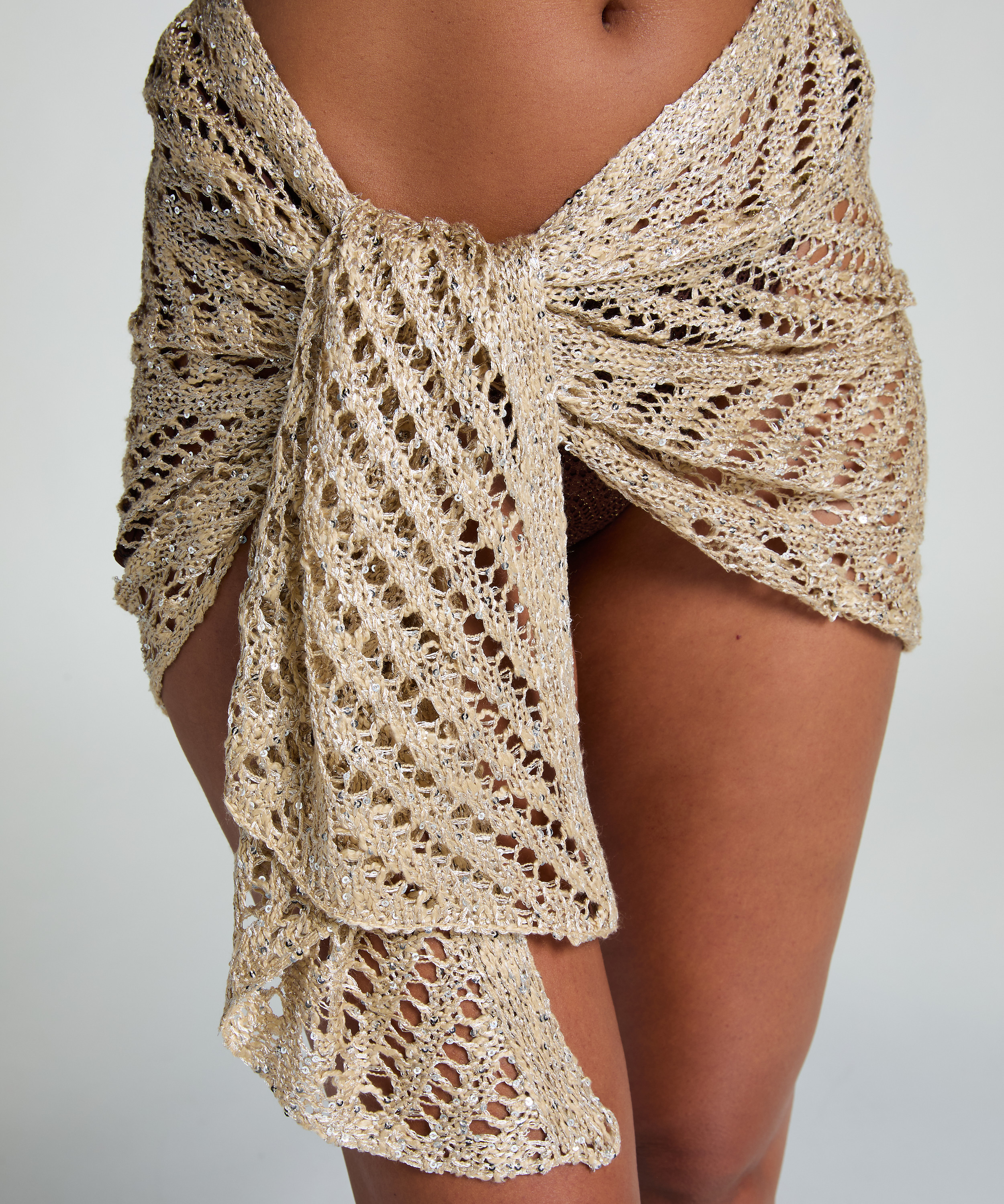 Paréo de plage à paillettes, Beige, main