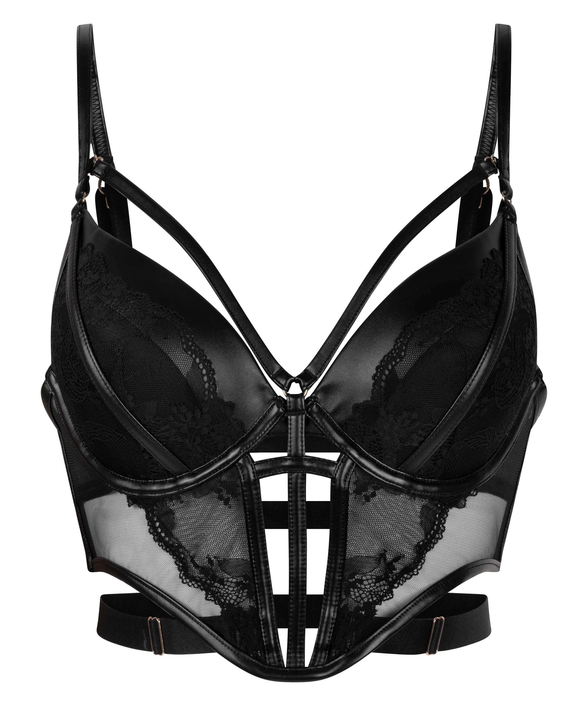 Soutien-gorge à armatures longline push-up préformé Nadia, Noir, main