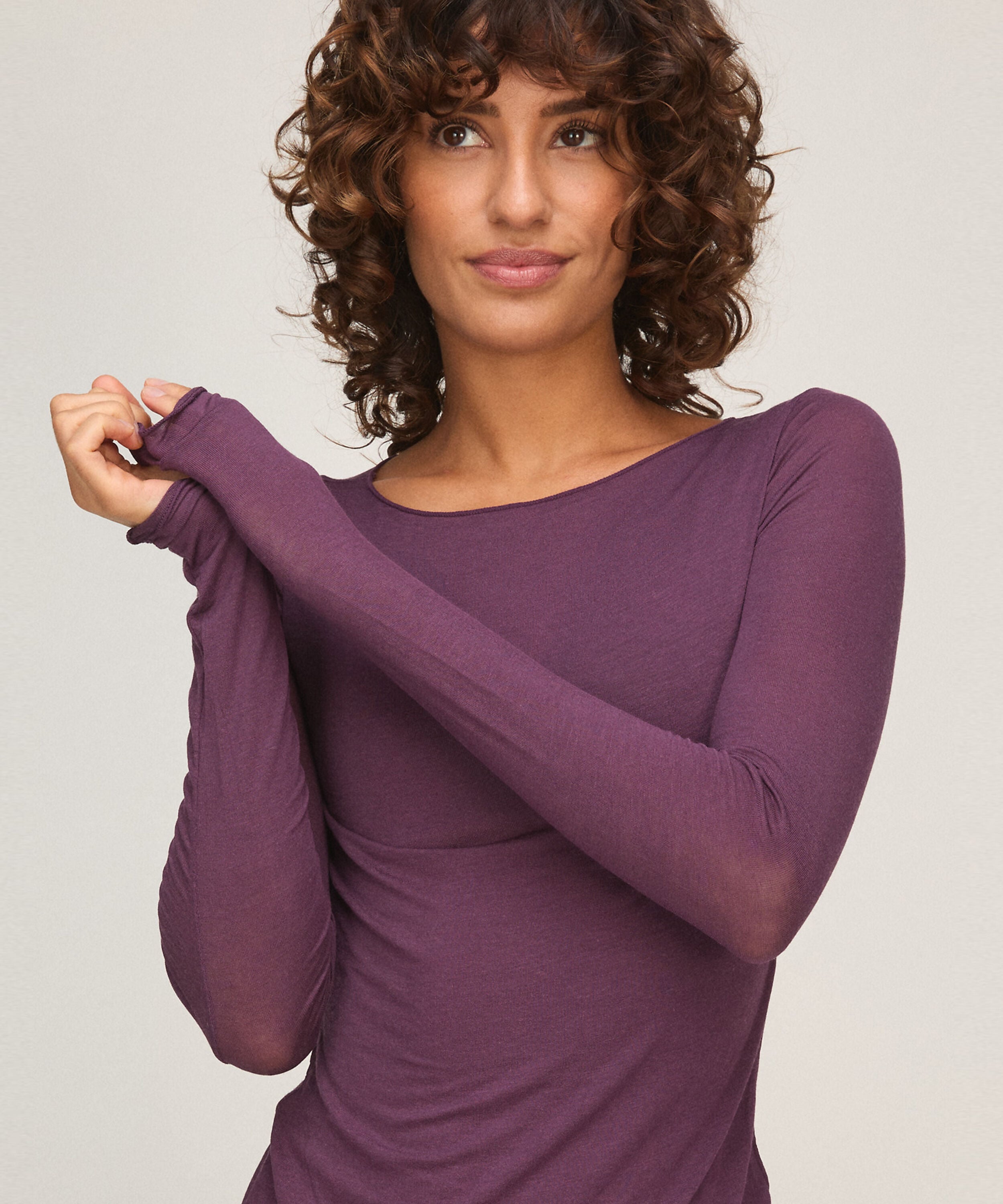 Haut avec cachemire à col bateau super soft, Violet Haut avec cachemire à col bateau super soft, Violet