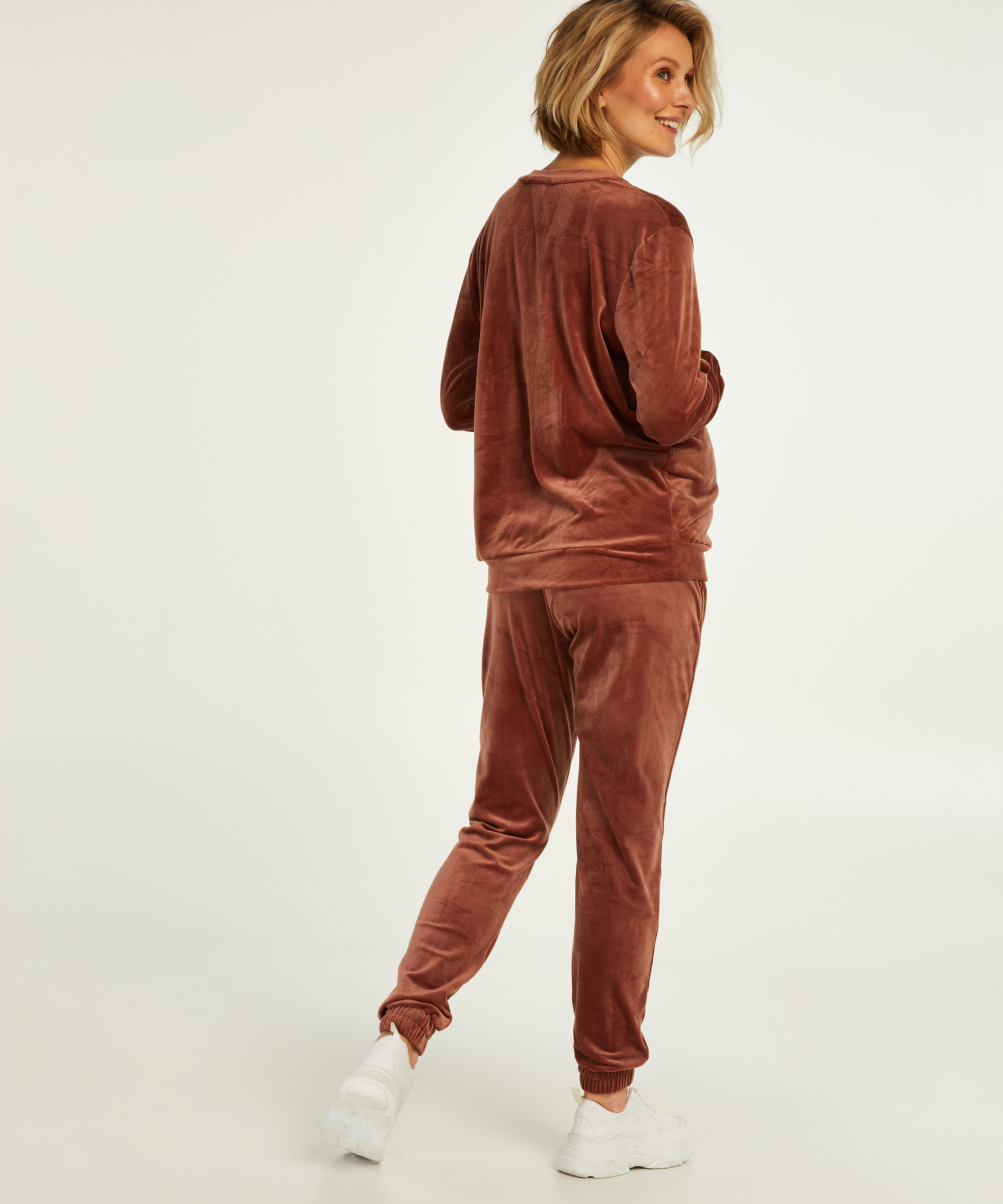 Pantalon de survêtement de maternité en velours, Rose, main