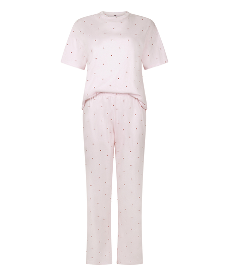 Pyjama en coton imprimé, Rose