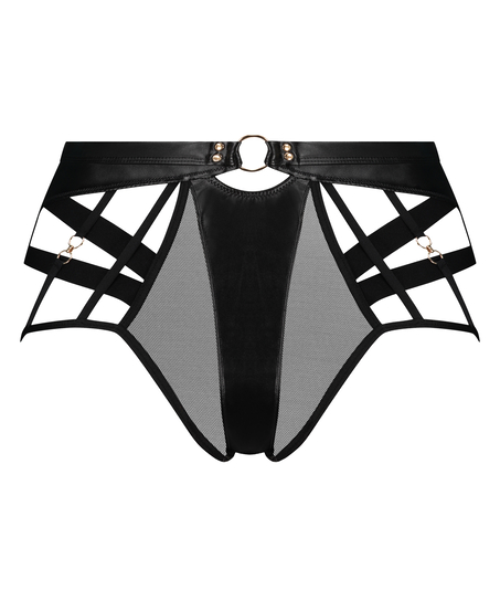 Slip brésilien jambe haute Faye, Noir