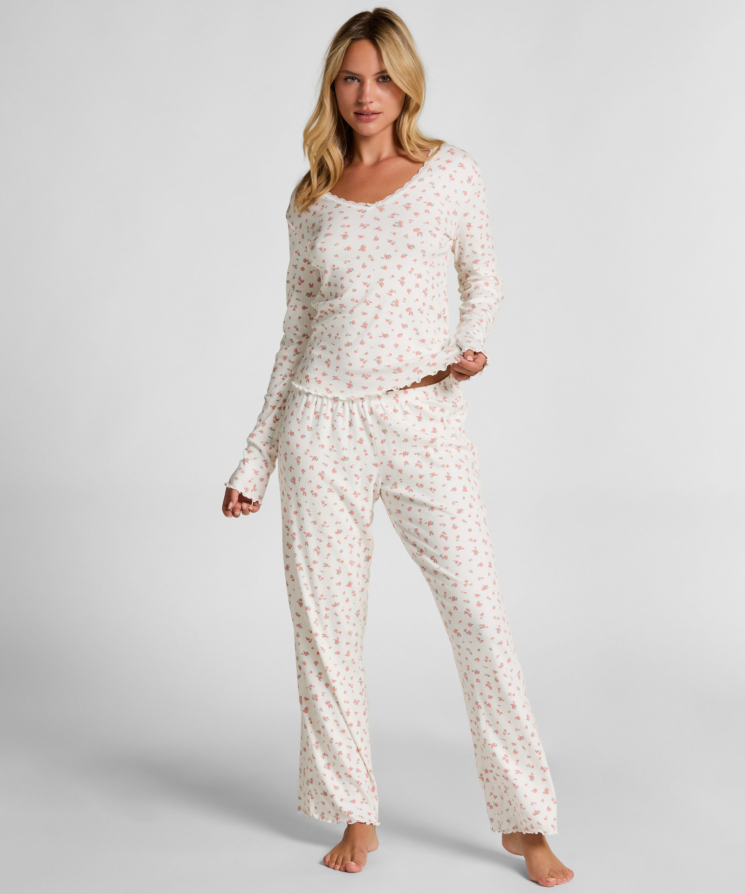 Pantalon de pyjama côtelé, Blanc Pantalon de pyjama côtelé, Blanc